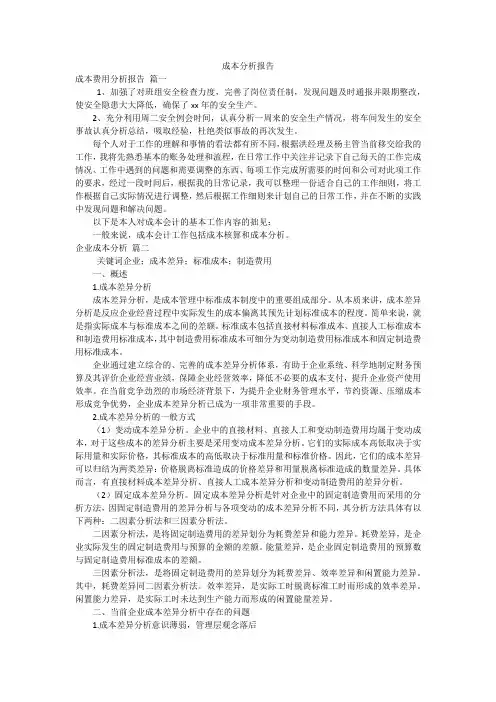 成本分析报告