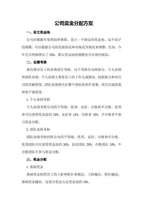 公司奖金分配方案