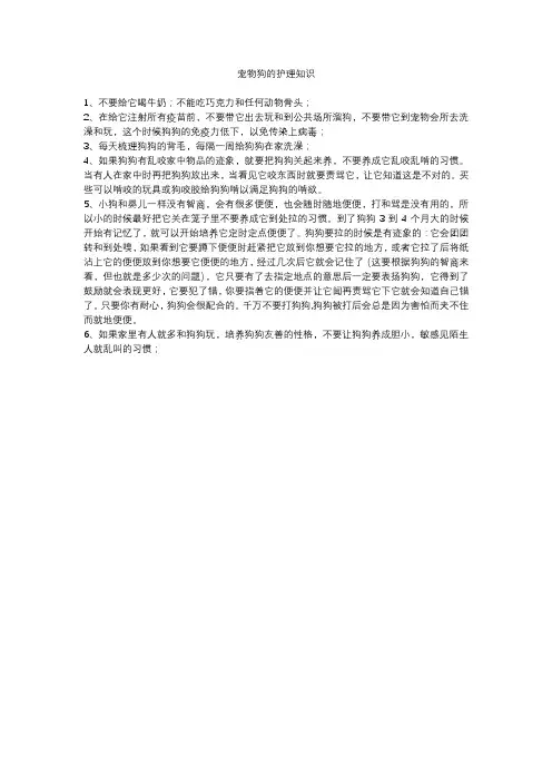 宠物狗的护理知识