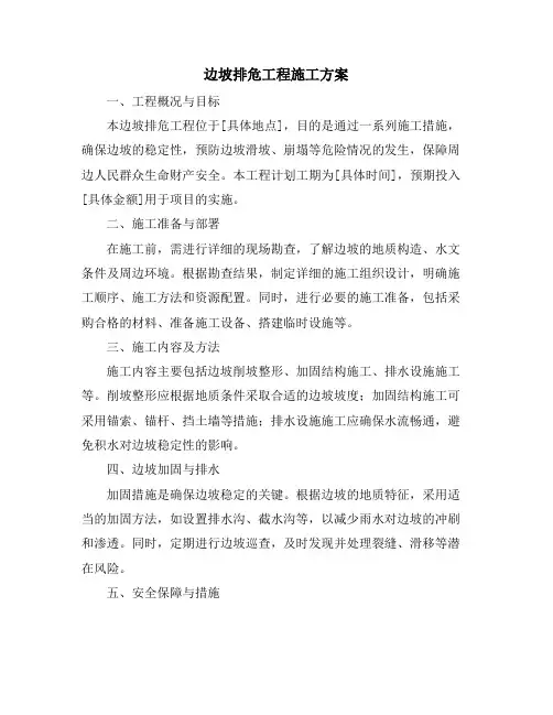 边坡排危工程施工方案