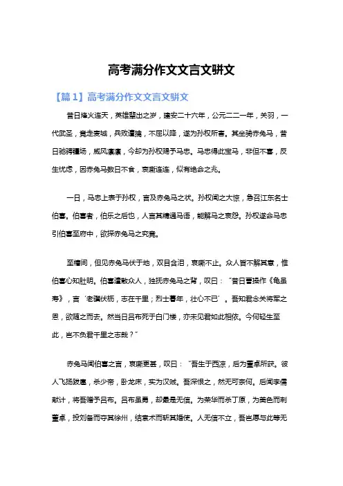 高考满分作文文言文骈文