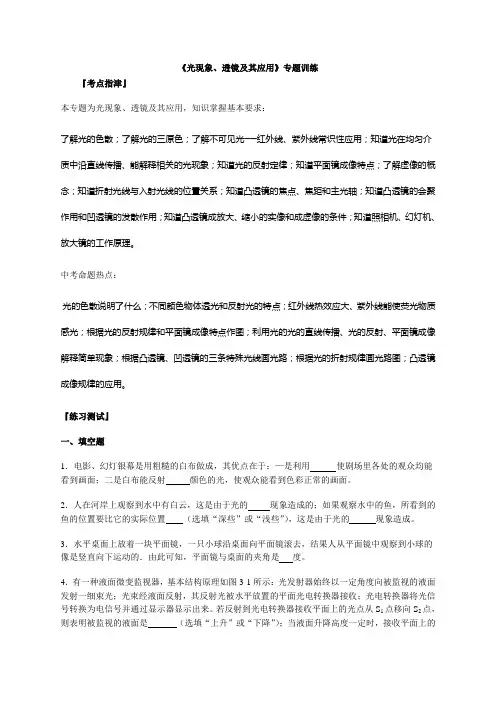 光现象、透镜及其应用专题训练