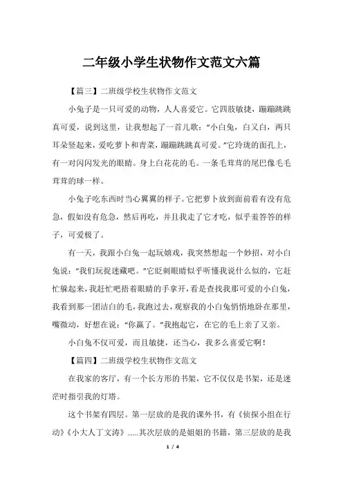 二年级小学生状物作文范文六篇