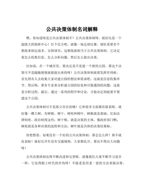 公共决策体制名词解释