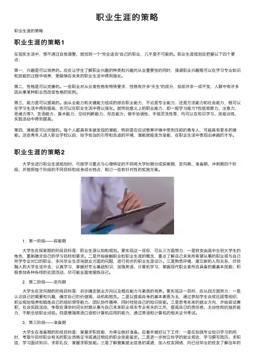 职业生涯的策略
