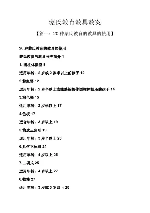 蒙氏教育教具教案