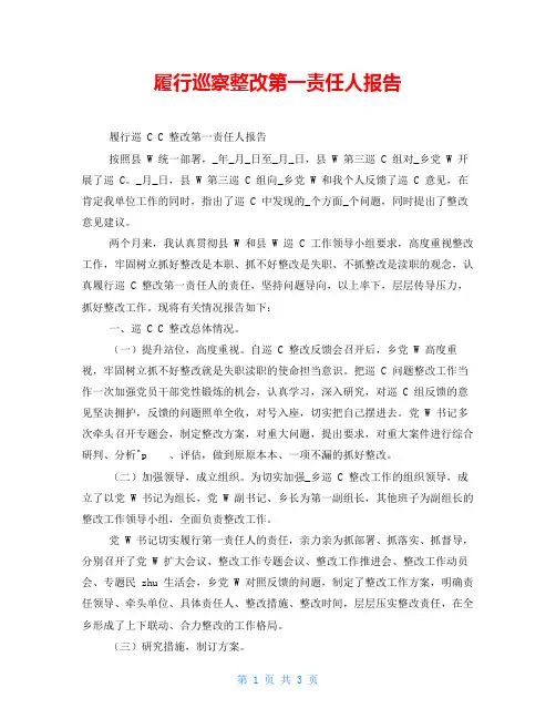 履行巡察整改第一责任人报告