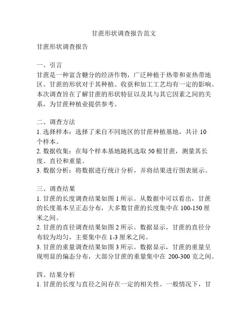甘蔗形状调查报告范文