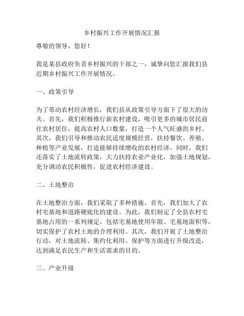 乡村振兴工作开展情况汇报