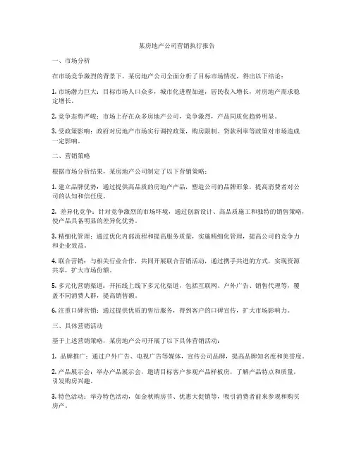 某房地产公司营销执行报告