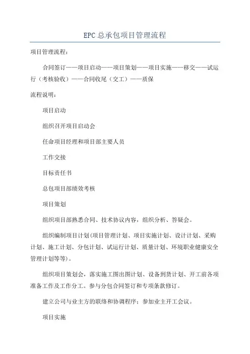 EPC总承包项目管理流程