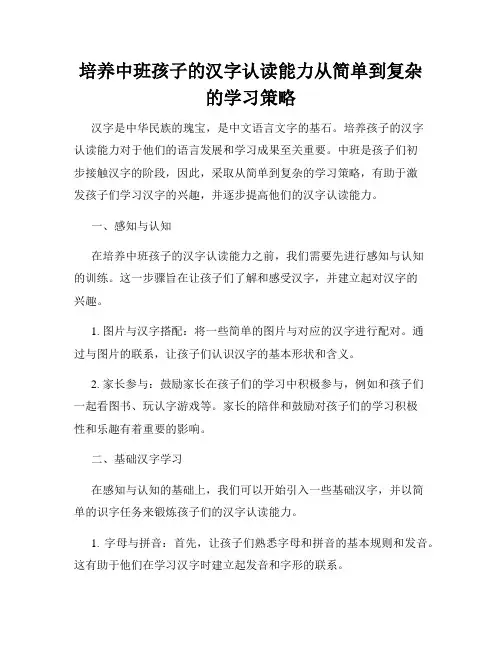培养中班孩子的汉字认读能力从简单到复杂的学习策略