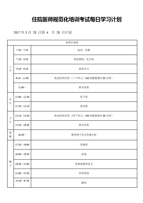 学习计划表及模板 (5)