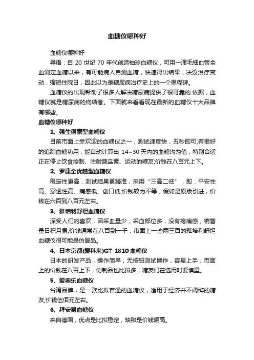 血糖仪哪种好