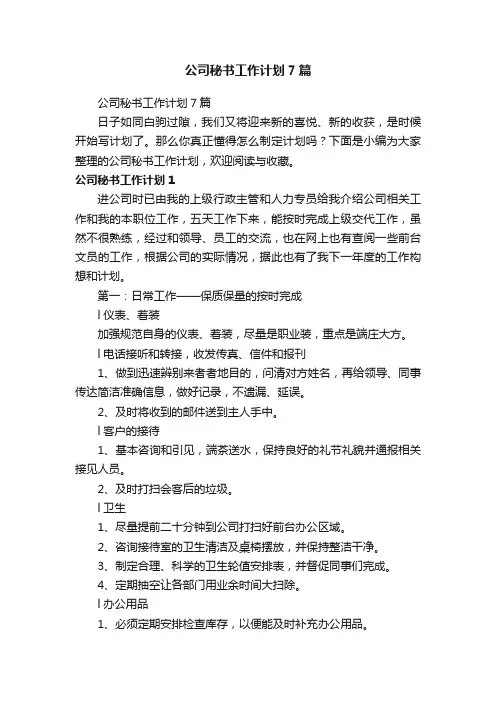 公司秘书工作计划7篇