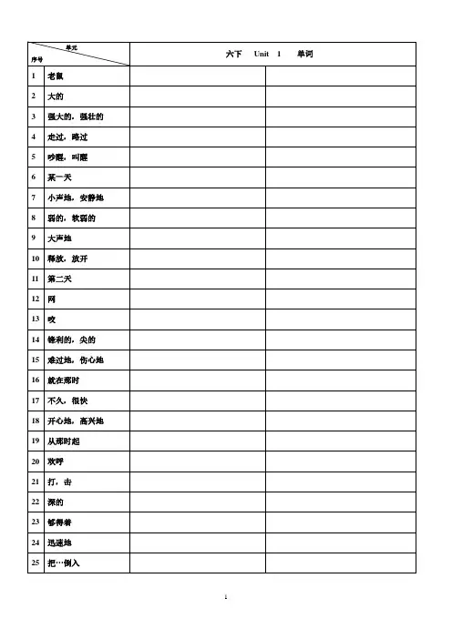 江苏六年级下学期英语单词短语