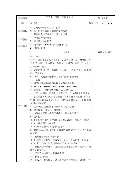 免费电子邮箱的申请及使用