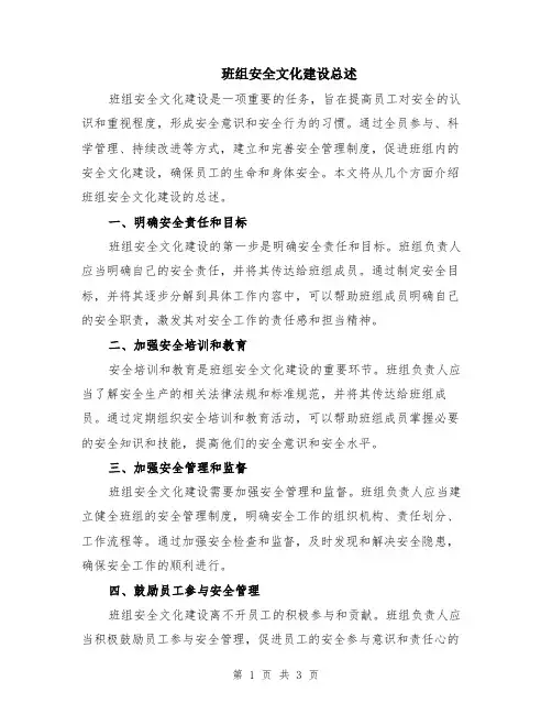 班组安全文化建设总述