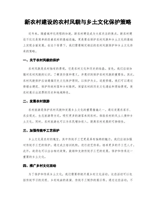 新农村建设的农村风貌与乡土文化保护策略