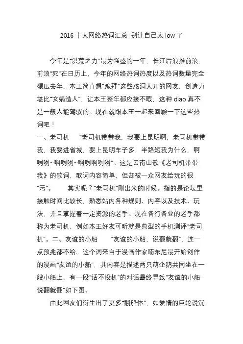 2016十大网络热词汇总 别让自己太low了