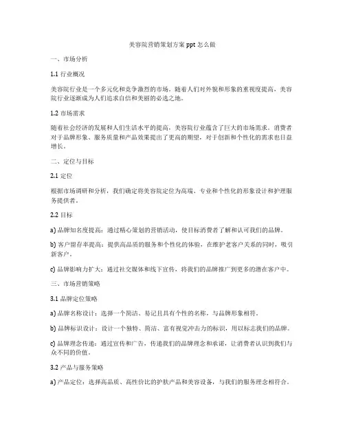 美容院营销策划方案ppt怎么做