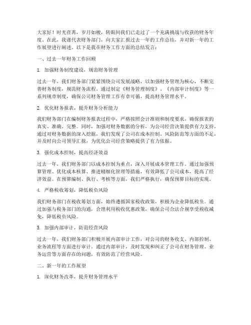 领导财务工作总结发言稿