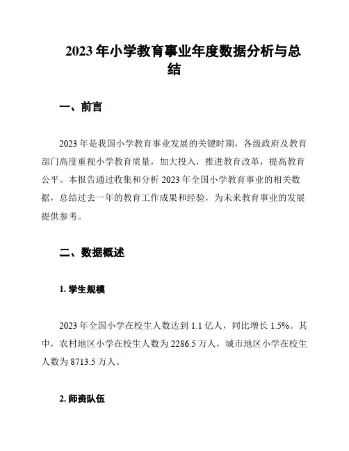2023年小学教育事业年度数据分析与总结