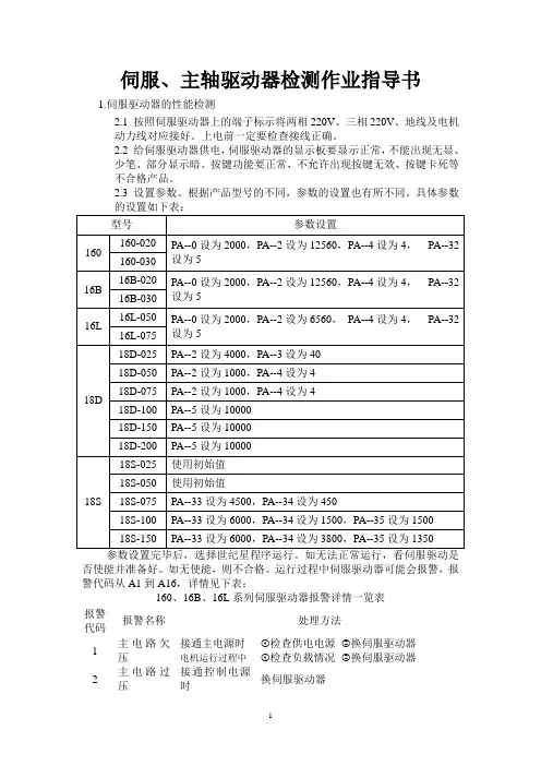 伺服报警说明