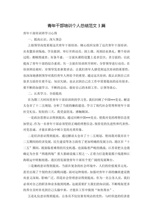 青年干部培训个人总结范文3篇