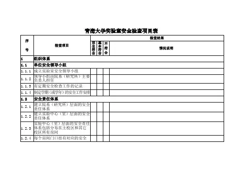 青海大学实验室安全检查项目表