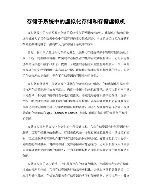 存储子系统中的虚拟化存储和存储虚拟机