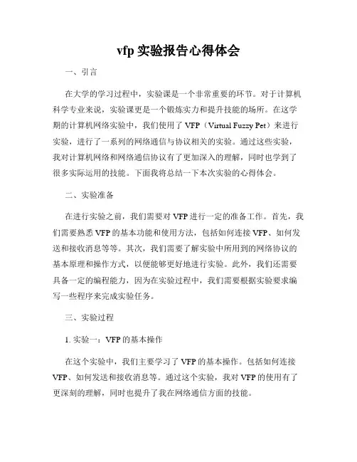 vfp实验报告心得体会
