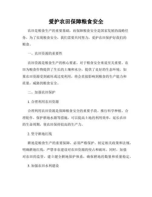 爱护农田保障粮食安全