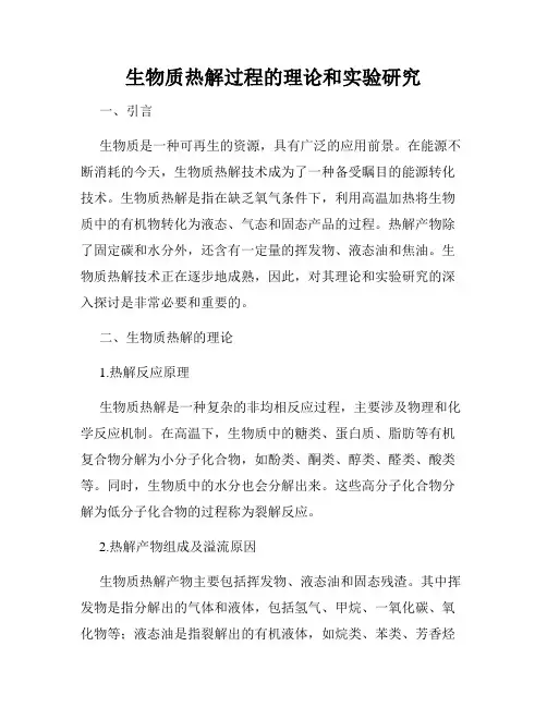 生物质热解过程的理论和实验研究
