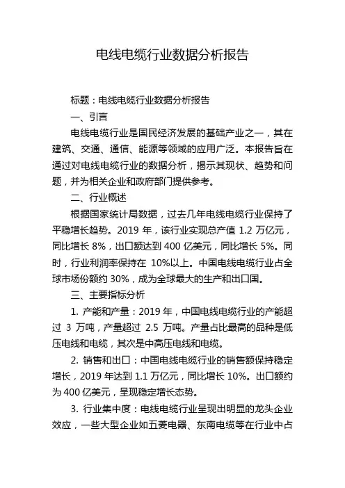 电线电缆行业数据分析报告
