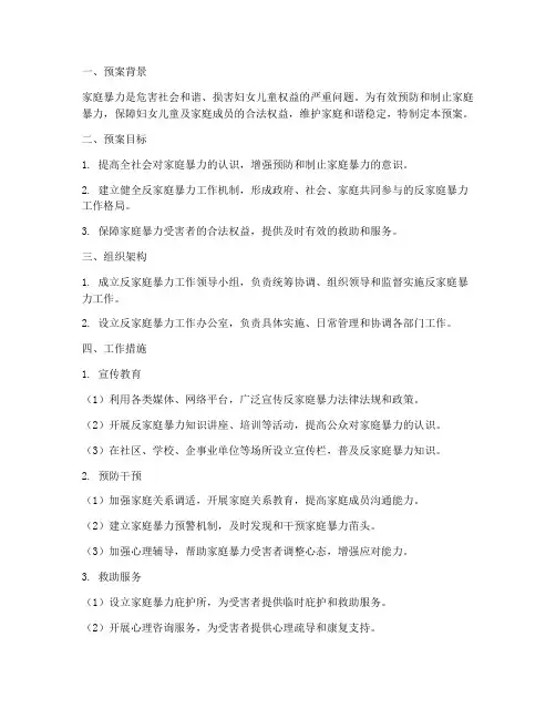 反家暴工作预案方案模板