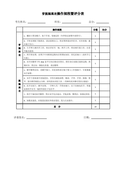 穿脱隔离衣操作规程