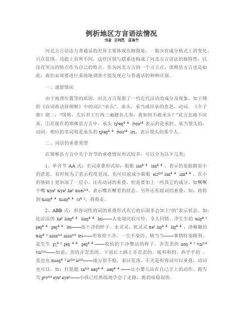 例析地区方言语法情况