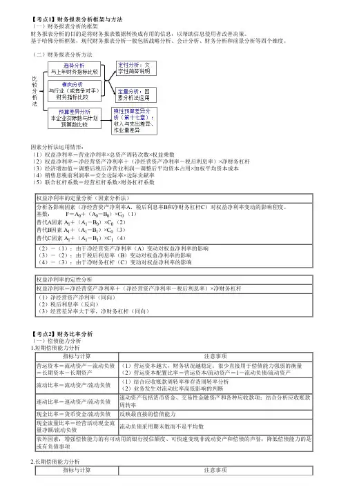 2023年注册会计师《财务管理》 第二章 财务报表分析和财务预测