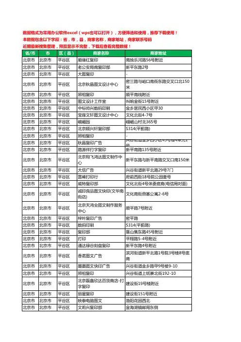 2020新版北京市北京市平谷区图文工商企业公司商家名录名单黄页联系电话号码地址大全34家