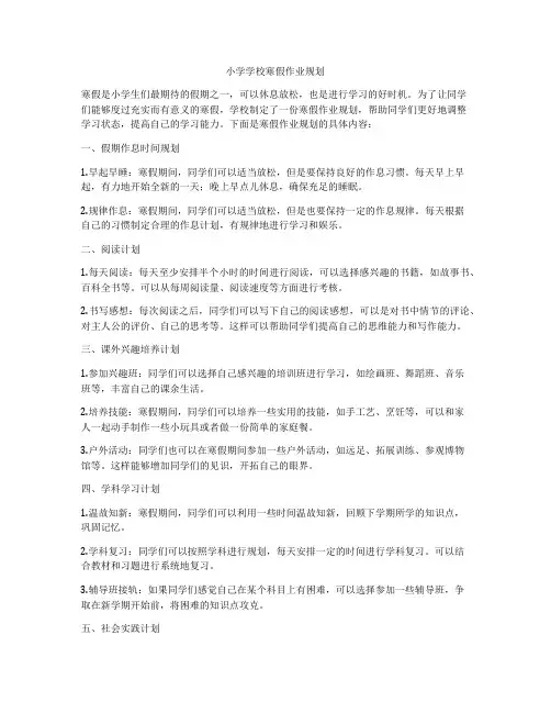 小学学校寒假作业规划