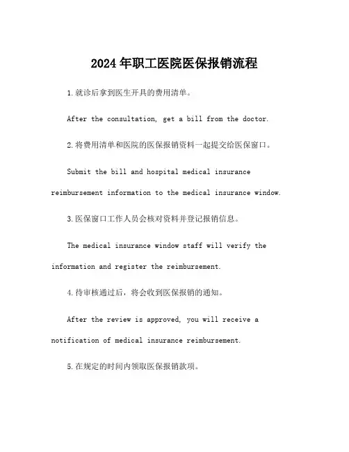 2024年职工医院医保报销流程