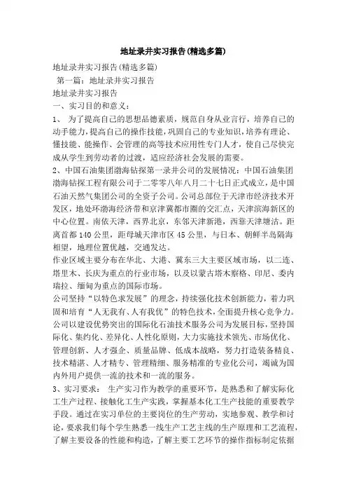 地址录井实习报告(精选多篇)