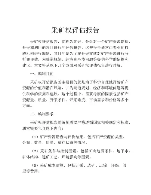 采矿权评估报告