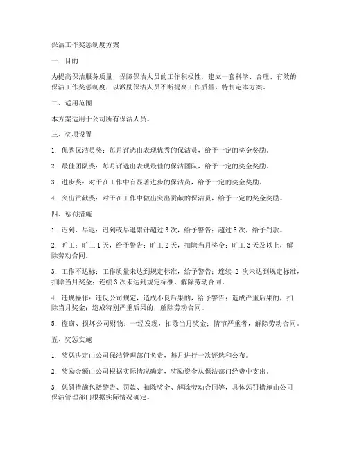 保洁工作奖惩制度方案模板