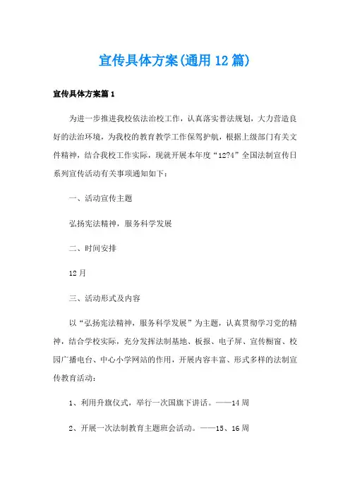宣传具体方案(通用12篇)