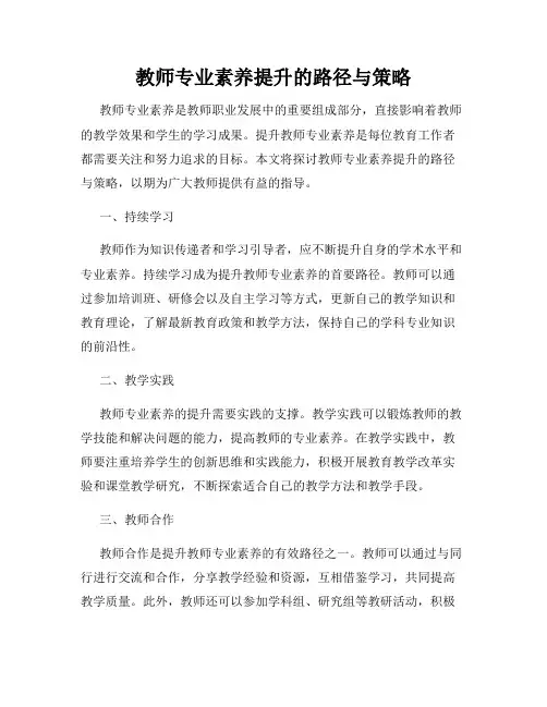 教师专业素养提升的路径与策略