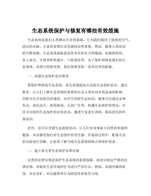 生态系统保护与修复有哪些有效措施