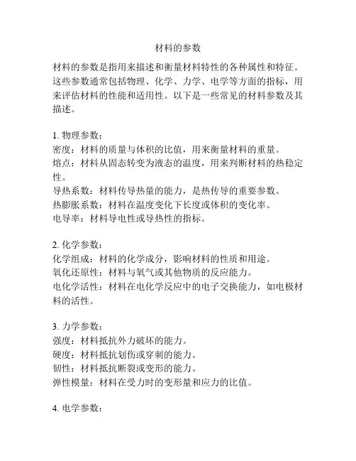 材料的参数
