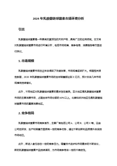 2024年乳酸菌链球菌素市场环境分析